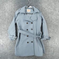 Gianni Bini Trench Coat Women Small Blue Double Breasted Lined Belt Ladies Coat