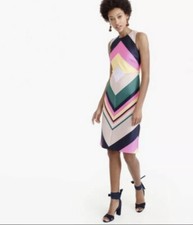 67. J. Crew Collection POP-STRIPE Vibrant Pink Navy Green Multi Sheath Dress 2