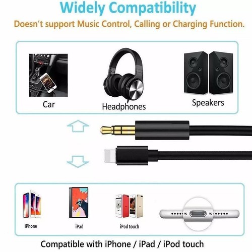 2x For iPhone 7 8 11 12 13 14 Pro Max 3.5mm AUX Audio Car Speaker Cable Adapter - Zdjęcie 6 z 26