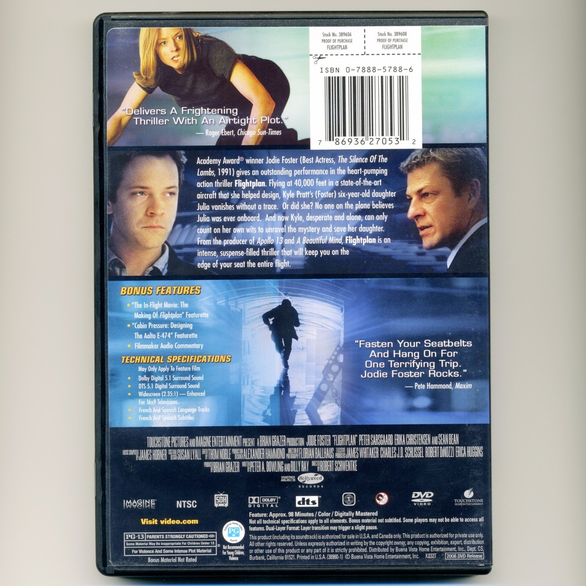 Flightplan 2005 PG-13 mystery thriller airplane movie, new DVD