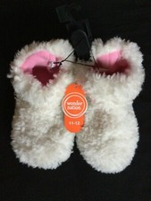 WONDER NATION Girls 11-12 Faux Wool Slip On Booties In/OutDoor Sole Easy On/Off