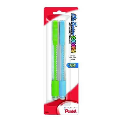 ポケット Pentel Clic Eraser Grip Pen Style Retractable Asst Colors 2/Pk