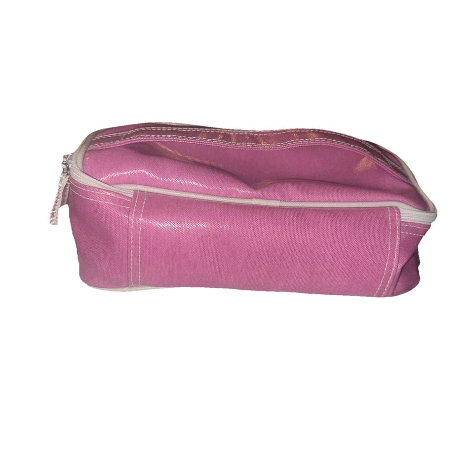 Розовая дорожная сумка Clinique с белой молнией ручкой для переноски отличный наполнитель для чулок - Изображение 3 из 4