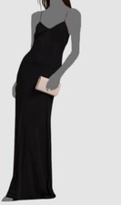 Ralph Lauren Women Black Chain-Strap Twisted-Back Gown Dress Size 12