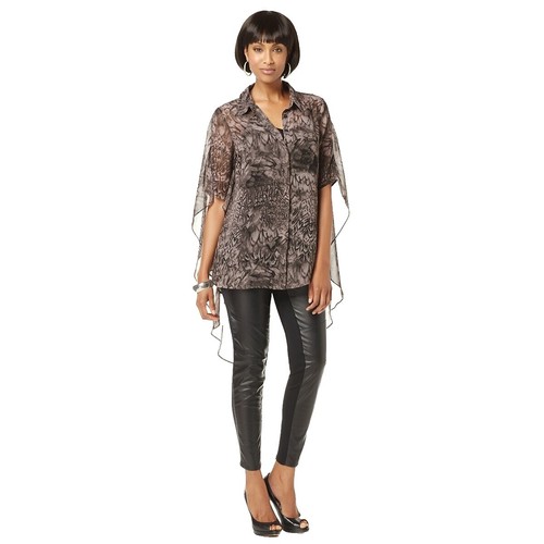 NENE by NeNe Leakes Crew Neck Half Sleeves Cold Shoulders Top