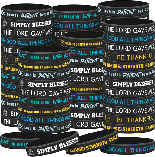Syhood 200 Pcs Religious Silicone Bracelets Bulk Christian Scripture Rubber Bibl - 第 1/12 張圖片