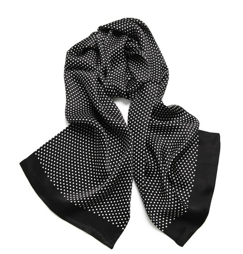 Men's 100% Silk Scarf Long Neckerchief Cravat Double Layer Polka Dot - Picture 2 of 16