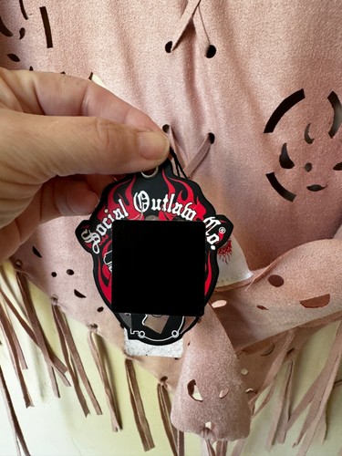 Vegan Leather Pink Skull Fringed Western Poncho NWT 2018 - Picture 5 of 7