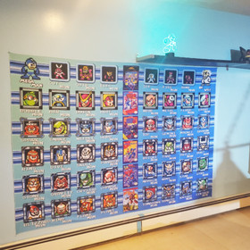 MEGA-HUGE 7x5 foot Mega Man tapestry MegaMan 1-6 All Bosses + Dr Wily retro NES
