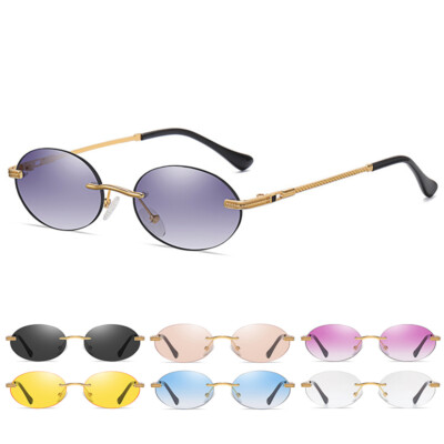 Retro Small Oval Rimless Glasses Women Men Vintage Tinted  display picture 1