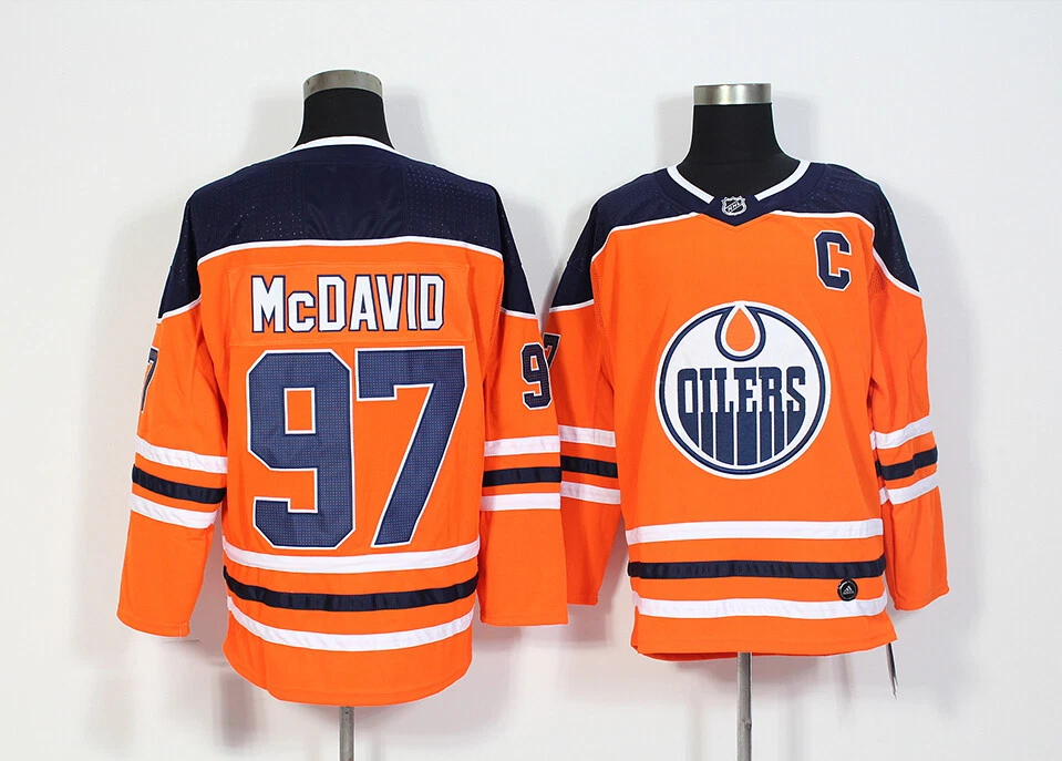 Connor McDavid Edmonton Oilers #97 Orange Men's 2 Stripe Team Apparel Jersey