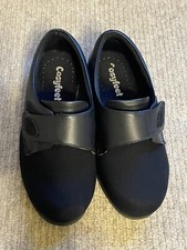 Cosyfeet Black Leather /Fabric Hook And Loop Strap Cosy feet Shoes Size 4