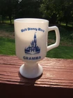 Vintage Walt Disney World White Milk Glass Souvenir Pedestal Mug Cup Gramma
