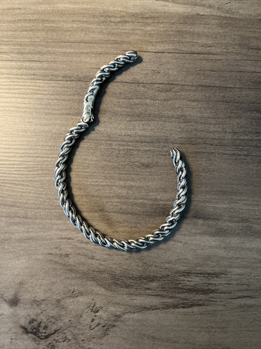 JAI by John Hardy 925 Sterling Silver Twisted Rope Hinged Bangle