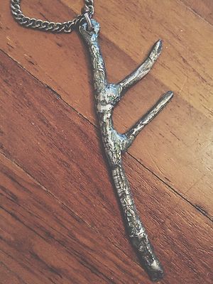 Sterling silver handmade Fehu Rune necklace, pendant oxidized silver 925 Silber