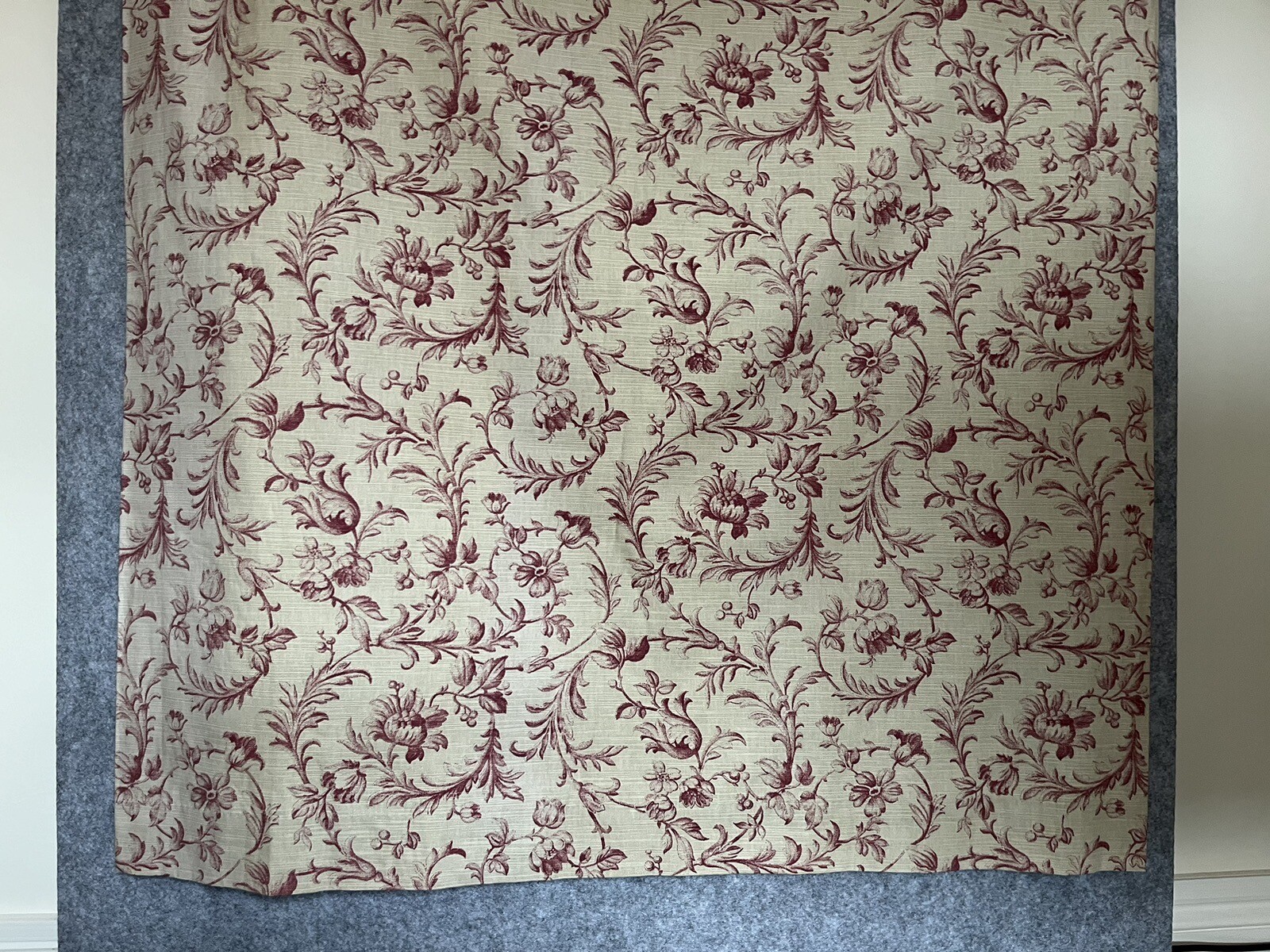 Laura Ashley Ironwork Scroll Cranberry Fabric Linen Blend Regency