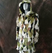Faux Fur Parka Hooded Women Men Warm Winter Mid Long Jacket Trench Coat Outwear