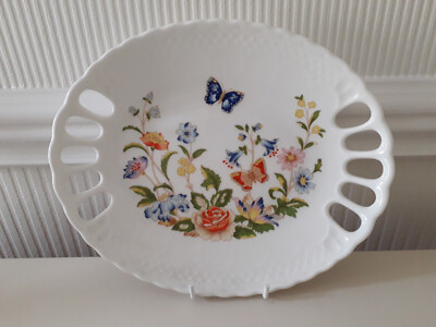 Aynsley ''Cottage Garden'' Muster Servierplatte mit durchbrochenem Rand und Originaletiketten