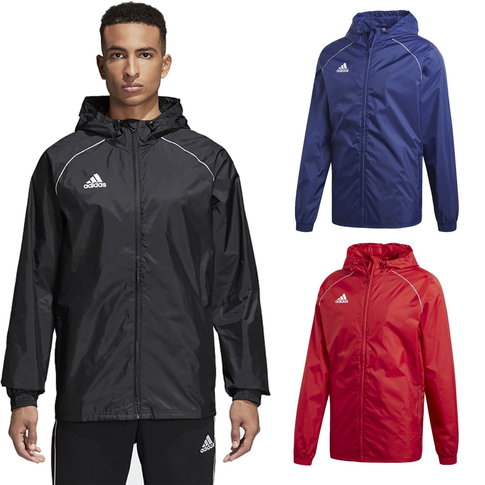 Chaqueta de Lluvia Adidas Para Hombre Abrigo Prenda para el Top con Capucha Tapón para Vientos | eBay