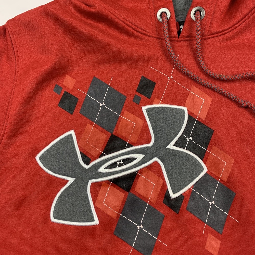 UNDER ARMOUR Hooded Sweatshirt Mens size small Red loose Athletic Casual