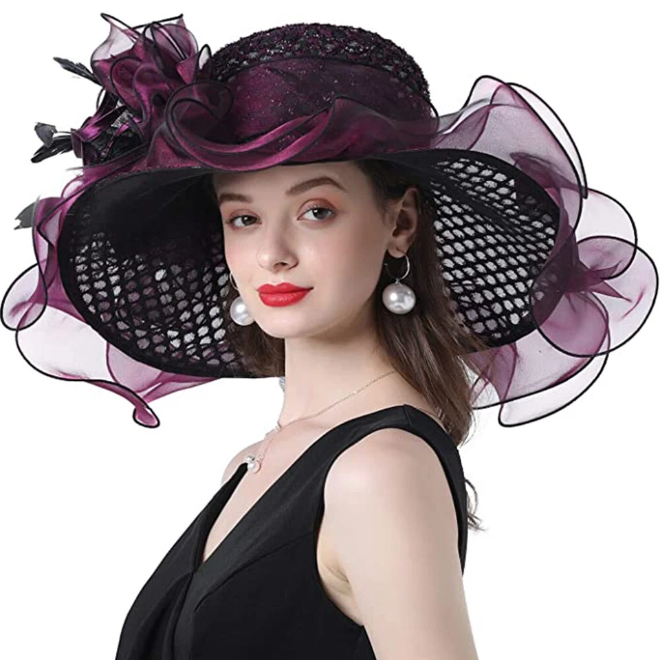 Kentucky Derby Sombrero Volantes Cóctel Fiesta del Té Novia Vestido de Boda Sombreros Formales Foto 2 de 4