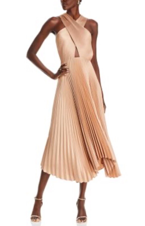 alc athena satin pleated dress A.L.C. Athena II Dress