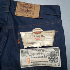 Vtg LEVIS 20505 0217 ORANGE TAB Denim Straight Jeans Indigo Sz 36 X 31 DEADSTOCK