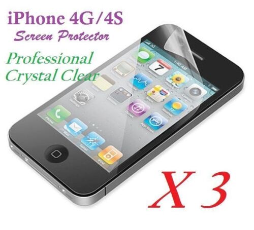 Apple iPhone 4 4S LCD Screen Protector Ultra Clear Film Retail Package X 3 - Foto 1 di 1