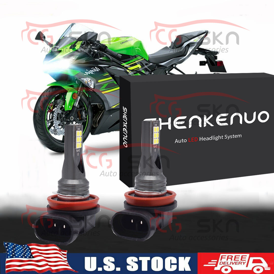 H11 Bright LED Headlight Bulbs for Kawasaki ZX600 Ninja ZX6R ZX14 2007