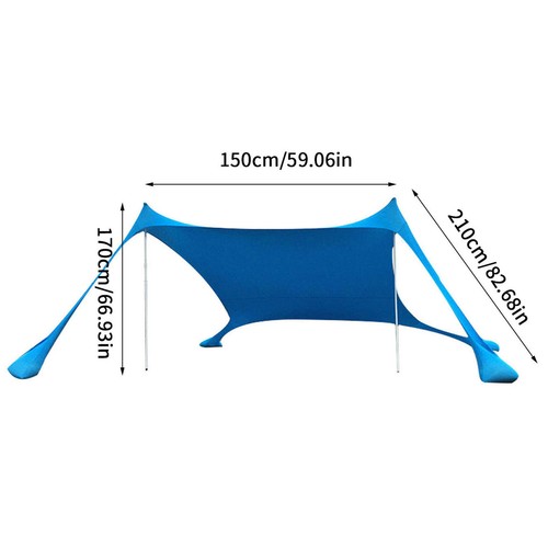 Sun Shelter with Sandbag Beach Shade Tent Portable Canopy Anchor Family Sunshade - Picture 4 of 14