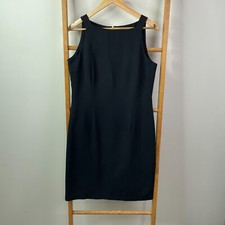 Katies Shift Dress Womens 12 Black Sleeveless Knee Length Square Neck Business