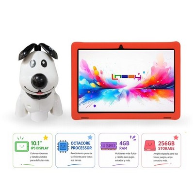 2026 LINSAY Tablet for kids w/ Dog toy OCTA-CORE 256 GB ANDROID 15 Red
