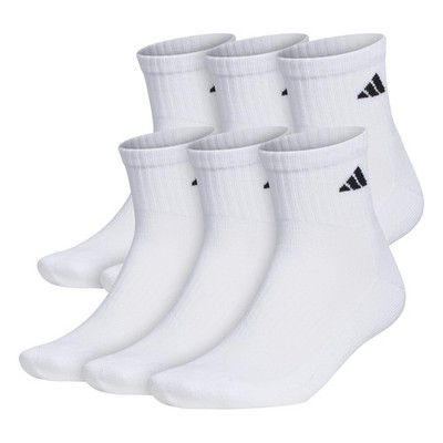 adidas Men's Socks, Athletic Cushioned Quarter 6-Pack, X-Large, White/Black