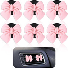 6pcs Pink Bow Car Vent Clips Air Freshener Vent Clip Cute Car Interior Decor