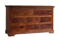 Kommode Holzkommode Sideboard 145Cm Akazie Holz Massiv Dunkelbraun Kolonial
