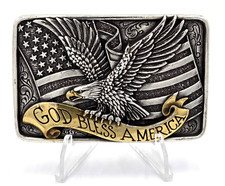 Nocona God Bless America Stars Stripes Flag Bald Eagle Patriot Belt Buckle 37015