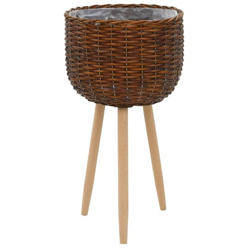 Wicker Planter with PE Lining Outdoor Indoor Decorative Pot Garden Decor