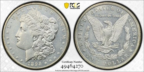 1893 O Morgan Silver Dollar $1 PCGS AU 55 Looks Proof Like!!