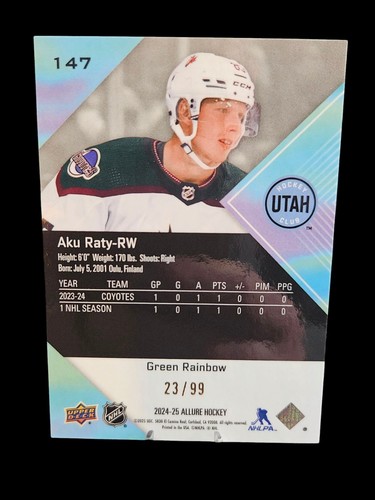 HOCKEY NHL 24/25 UD ALLURE GREEN RAINBOW 76/99 AKU RATY ROOKIE UTAH #147 - Bild 2 von 2