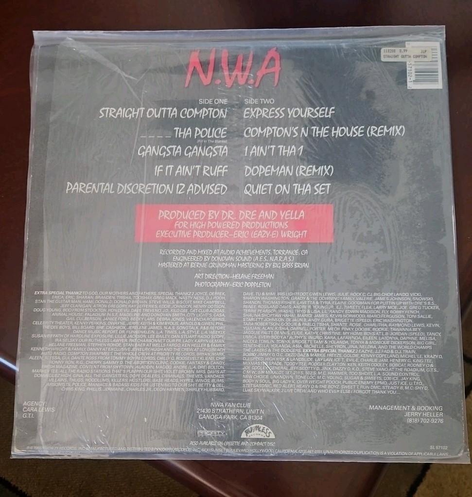 N.W.A. Straight Outta Compton SL 57102 LP Ruthless Records 1988 | eBay