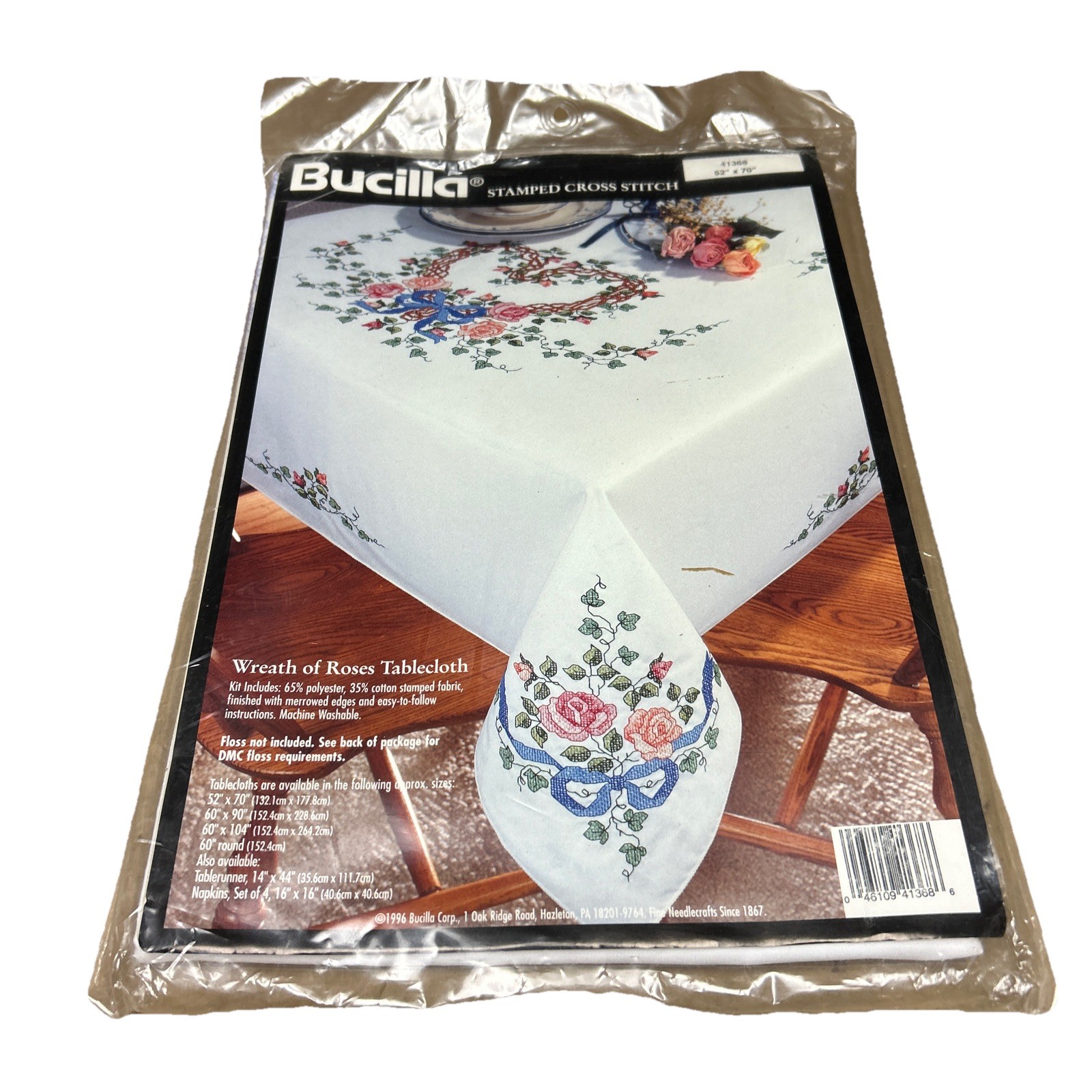 Bucilla Cross Stitch Wreath Of Roses Table Cloth 52 X 70 413