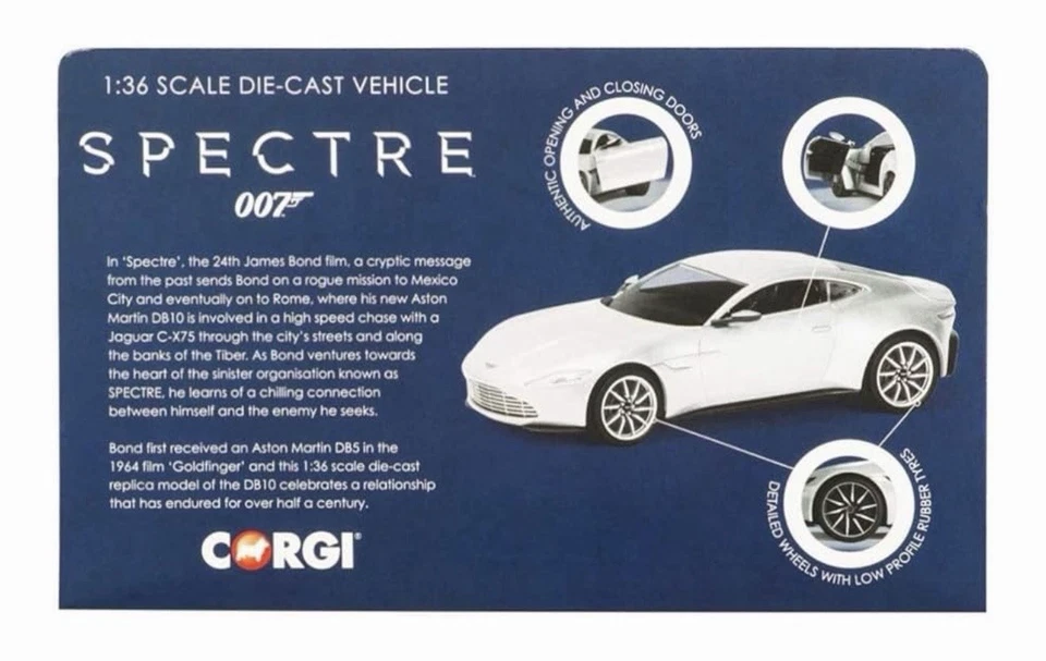 James Bond 007 Aston Martin DB10 Spectre 1/36 Scale Diecast Car by Corgi CC08002 - Image 2 of 4