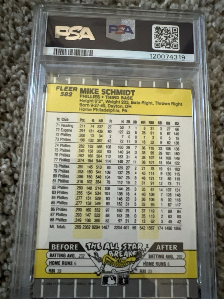 1989 Fleer бейсбол Майк Шмидт PSA 8 - Изображение 4 из 4