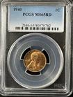 1940  1C RD Lincoln Wheat One Cent  PCGS MS65RD  80570782