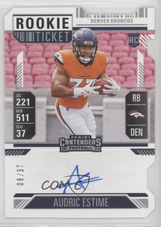 2024 Panini Contenders RPS Ticket Stub 8/37 Audric Estime Rookie Auto RC rf2