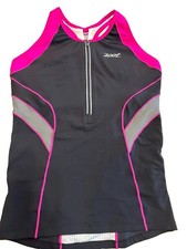 Zoot Ultra Women  s XL Triathlon Cycling Tank Jersey 1/2 Zip Black Pink