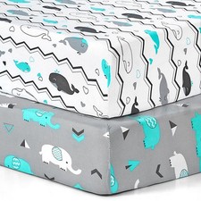 Pack n Play Sheets, 2 Pack Mini Crib Sheets,Stretchy Portable Fitted Playard ...