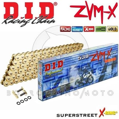 DID 530 ZVM-X  Gold And Gold X-Ring Motorcycle Chain 130 links