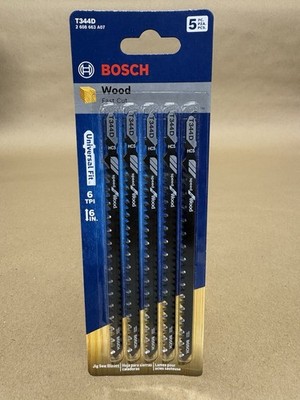 BOSCH T344D 5-Pc. 6 In. 6 TPI Speed for Wood T-Shank Jig Saw Blades