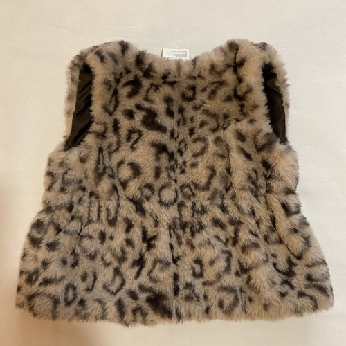 First Impressions Faux Fur Leopard Print Baby Girls Vest Sz 18 m Lined, w/Button - 第 2/7 張圖片